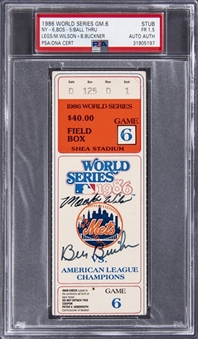 1986 MLB World Series New York Mets/Boston Red Sox Game 6 Ticket Stub From Bill Buckners Through The Legs Error Game - PSA FR 1.5, PSA/DNA Authentic